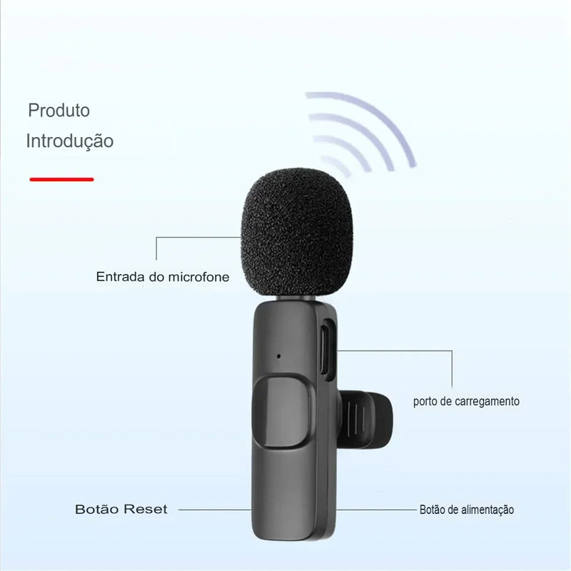 Microfone de Lapela Sem Fio