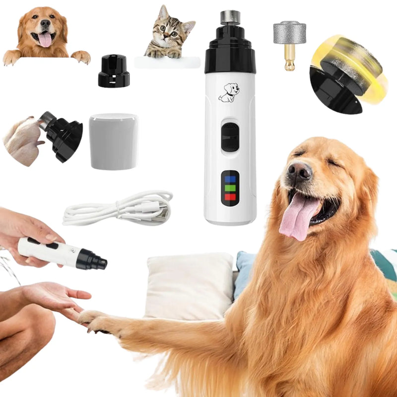 Aparador-de-Unhas-Silencioso-para-Caes-e-Gatos-ABS-com-varias-imagens-ilustrativas-de-cachorro-do-produto-e-gato