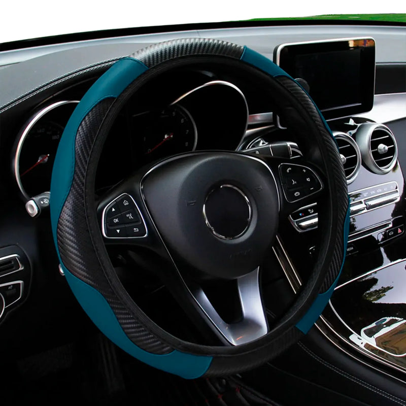 Capa-de-Volante-estilo-Fibra-de-Carbono-PU-Verde-escuro