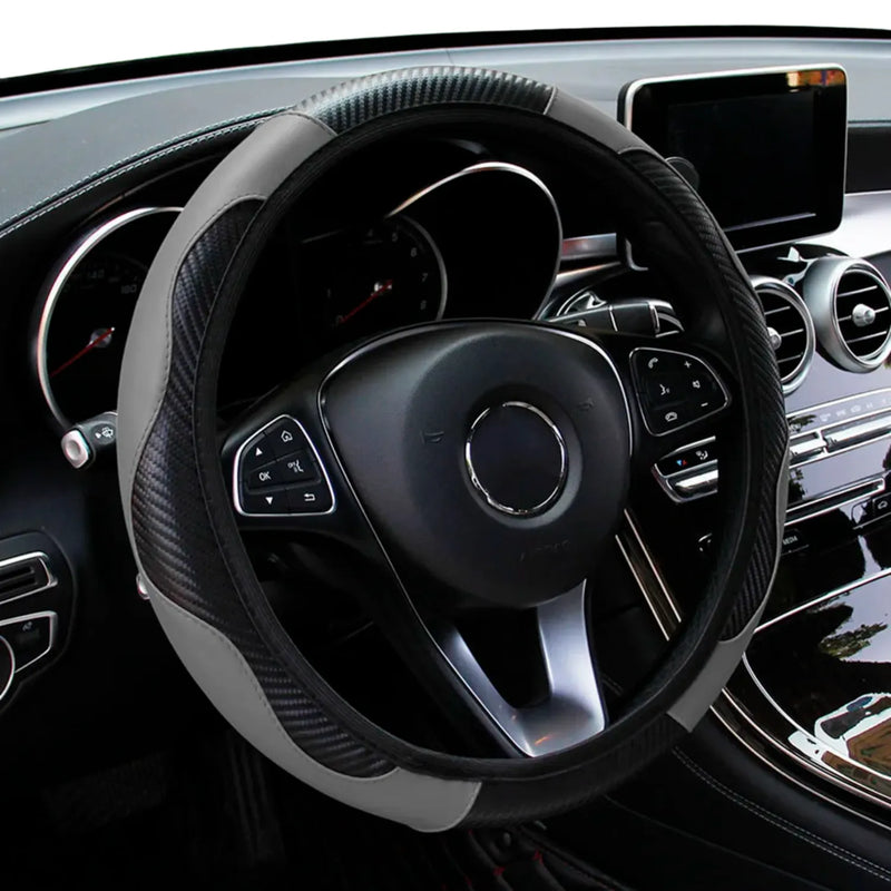 Capa-de-Volante-estilo-Fibra-de-Carbono-PU-cinza