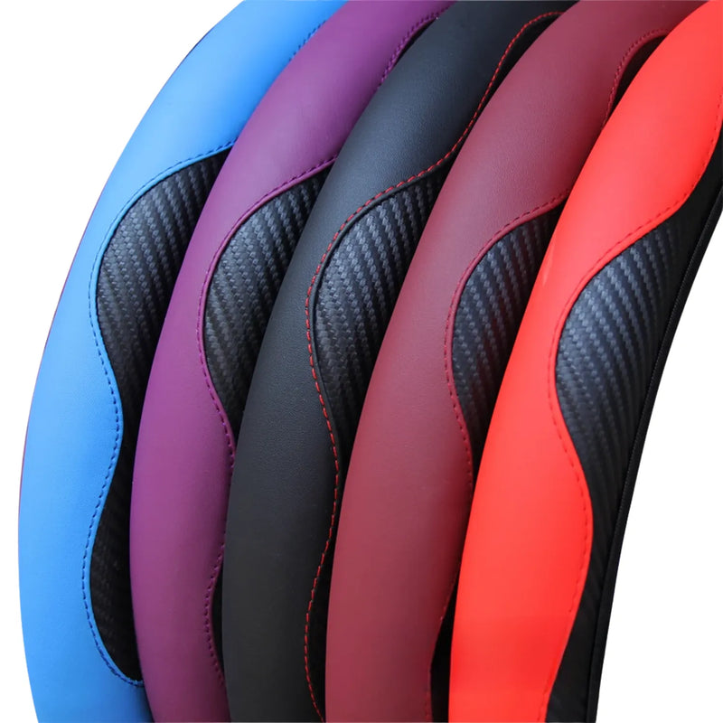 Capa-de-Volante-estilo-Fibra-de-Carbono-PU-de-varias-cores-juntas