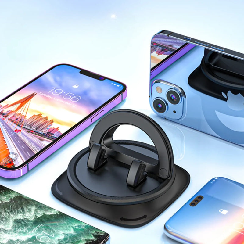 Suporte-Veicular-Rotativo-Antiderrapante-para-Celular-ao-redor-de-varios-celulares