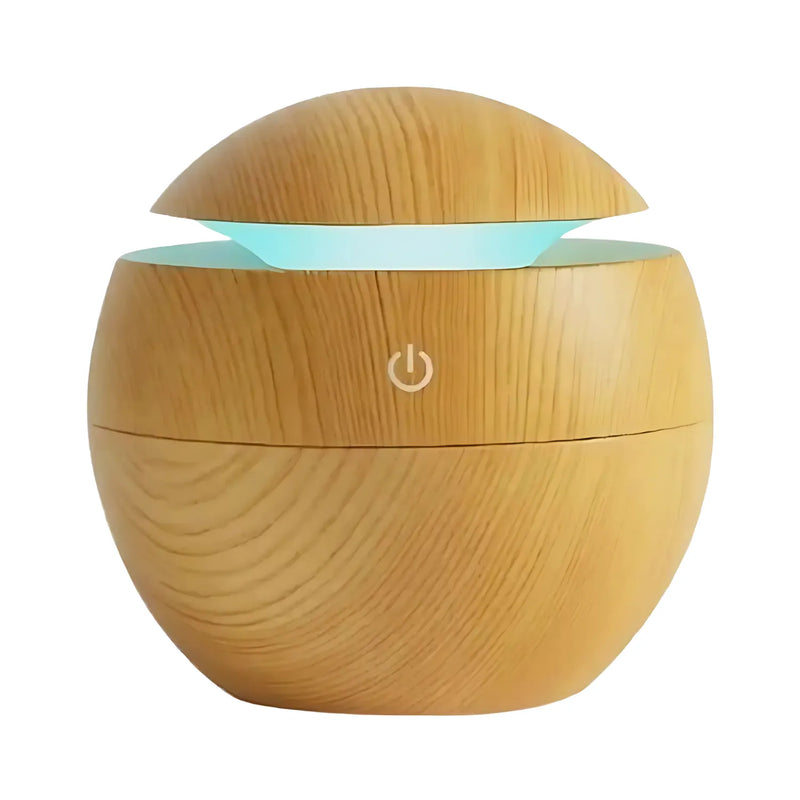 Umidificador-Aromaterapia-Portatil-Madeira-Plastica-com-luz-verde