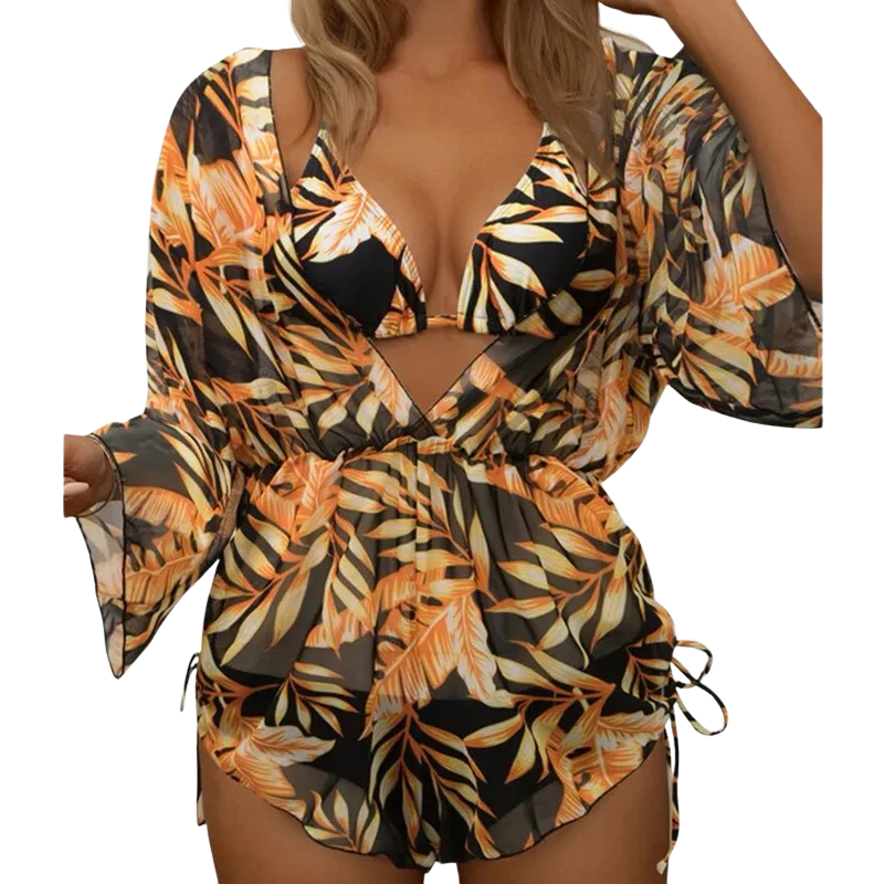 Conjunto Tropical 3 Peças: Maiô, Body e Biquíni